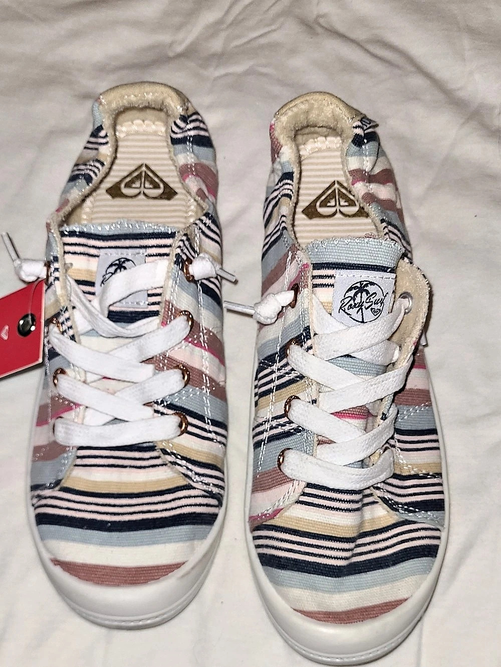 Roxy Bayshore Striped Sneakers US 8.5 NWT